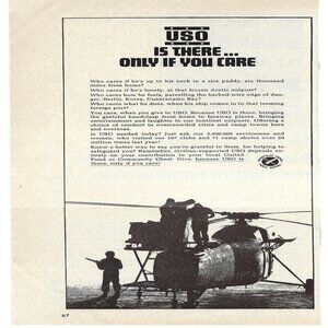 1967 USO United Services Organization Only if you Care Vintage Magazine Print Ad